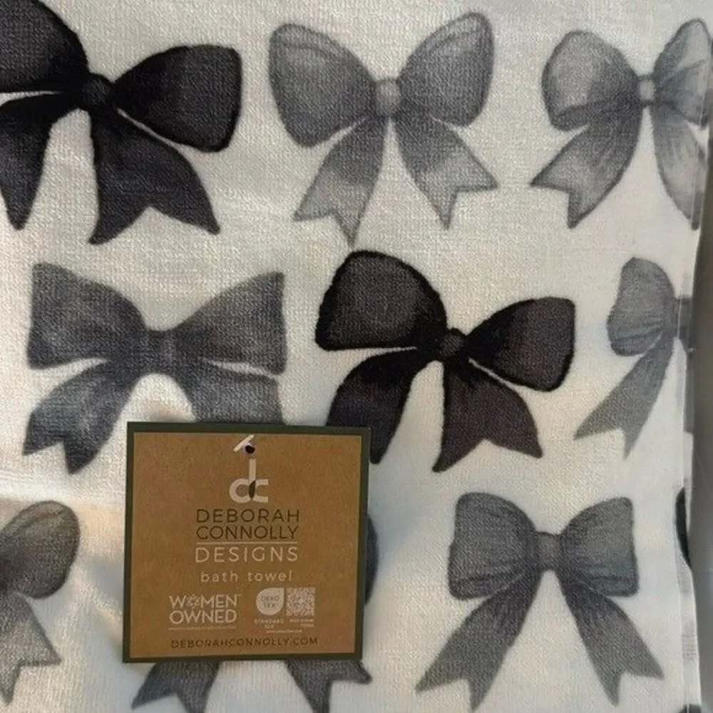 NWT Deborah Connolly 6 Piece Velour Cotton Bath Towel Set White Gray Charcoal